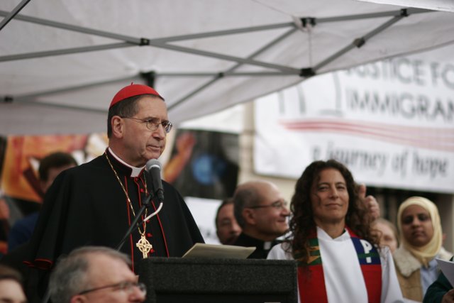 Bishop Roger Mahony Speaking at a Ceremony