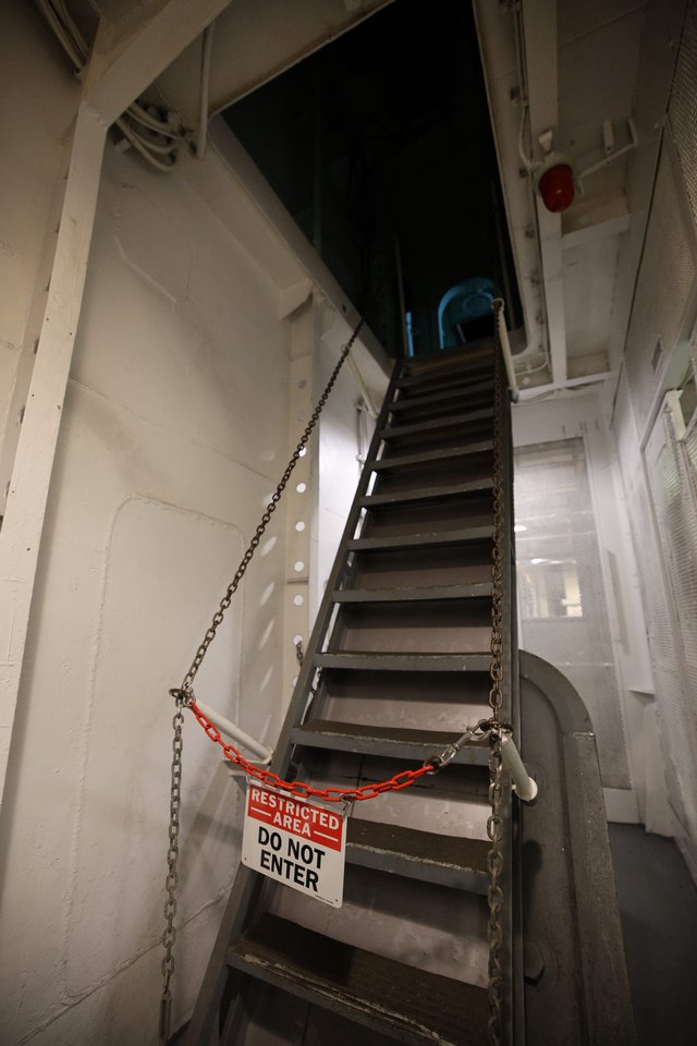 Restricted Access Stairway on USS Hornet Aircraft Carrier
