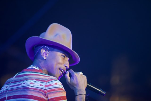 Pharrell Williams Rocks a Sun Hat During Grammy-Winning Performance
