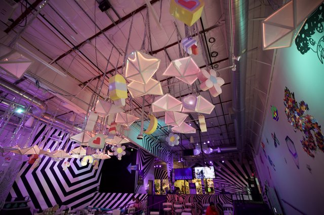 Whimsical Geometric Installation in Contemporary Art Space