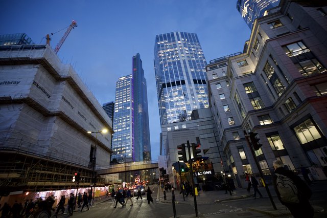 London Financial District at Twilight with Modern Skyscrapers