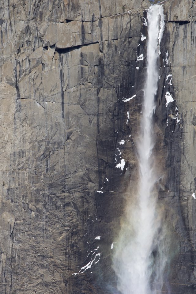 Upper Yosemite Falls Cascading Down Granite Cliff Face