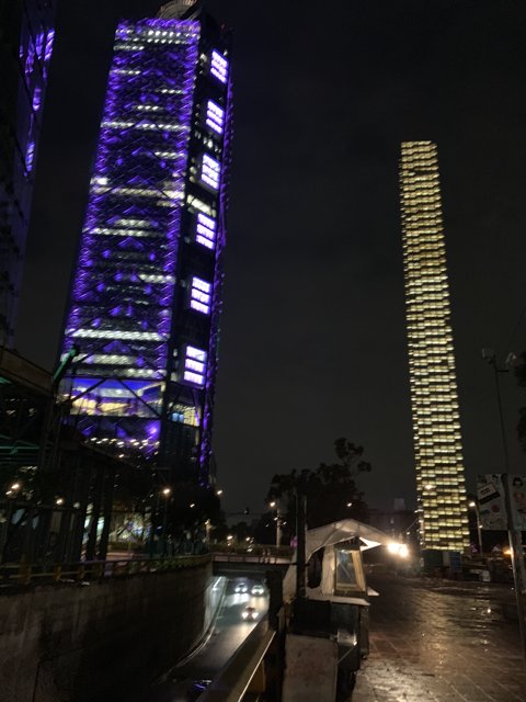 Illuminated Skyscraper in Urban Metropolis
