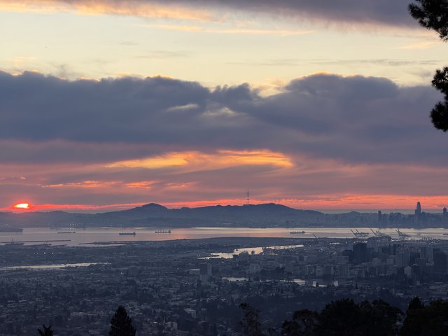 Golden Sunset Over San Francisco Bay from Berkeley Hills