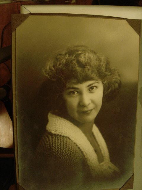 Vintage Portrait of a Woman with Curly Hair