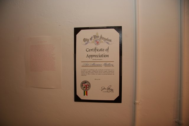 Certificate of Appreciation for National Museum of the American Indian