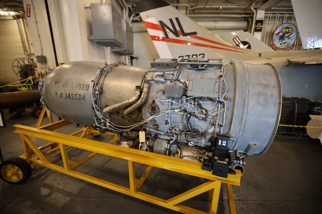 Aircraft Jet Engine Display at USS Hornet Museum