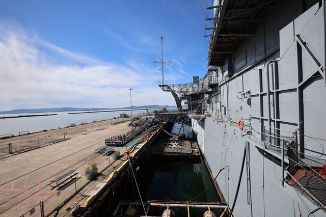 USS Hornet Aircraft Carrier Docked at Port