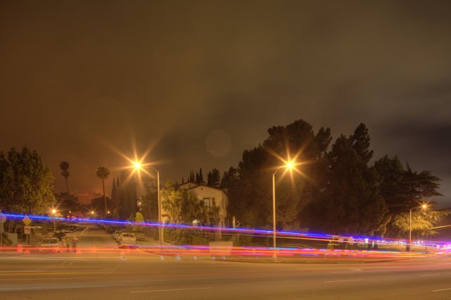 Night Drive on the Busy Roadway