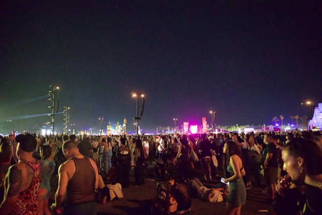 Coachella Nightscape: Crowd and Colors Under the Desert Sky
