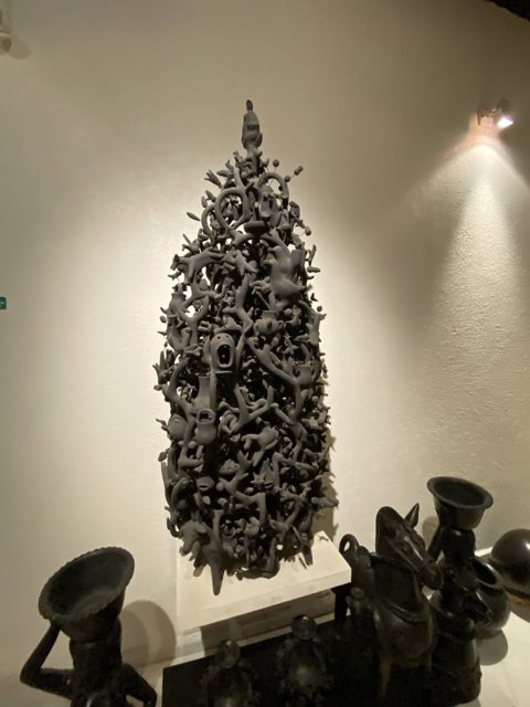 Festive Metal Sculpture Adorning a Wall