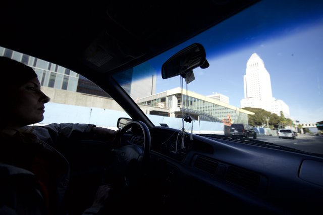 Driving Through Downtown Los Angeles City Hall