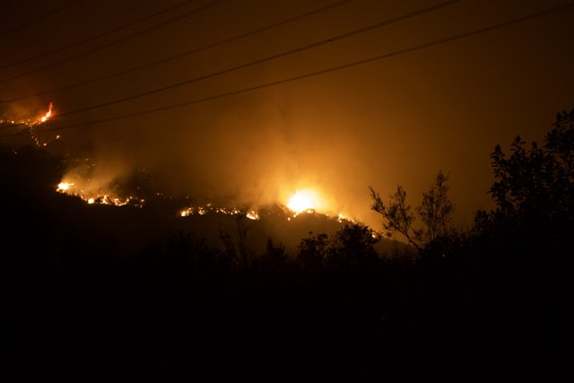 Flames Illuminate the Night Sky in Station Fire Photo