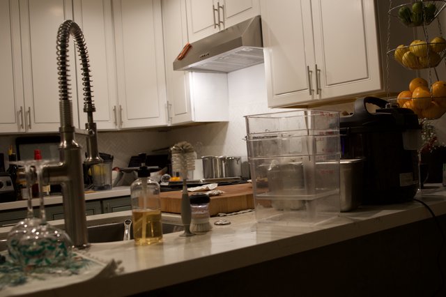 Busy Kitchen Counter After Holiday Cooking Session