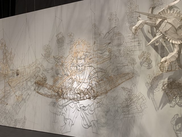 Artistic Drawings on a Large White Wall