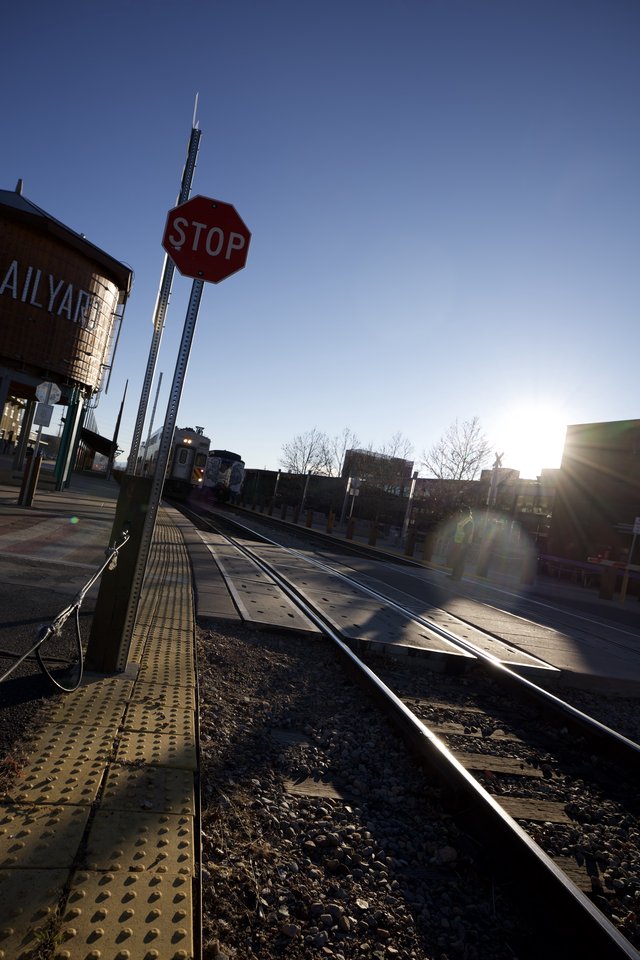 Sunset at Railyard District Train Crossing