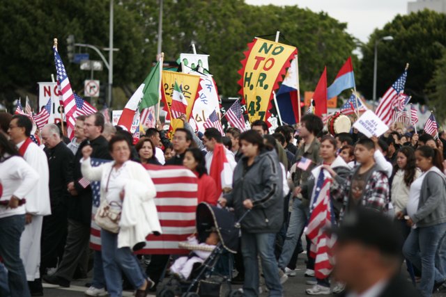 American and Mexican Flags Unite a Crowd