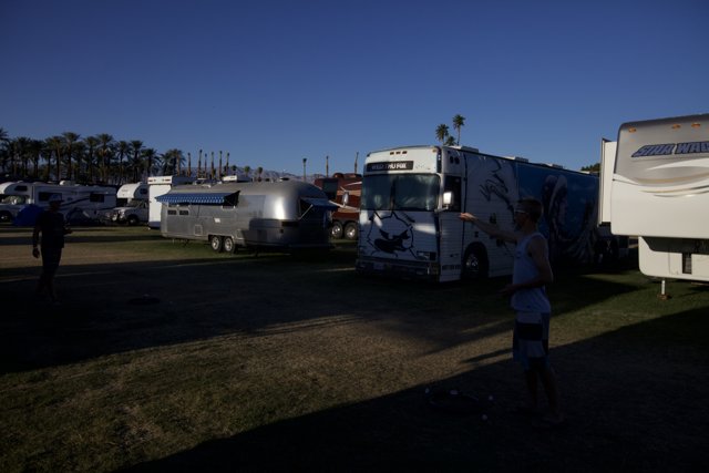Evan Peters Among RVs at Coachella