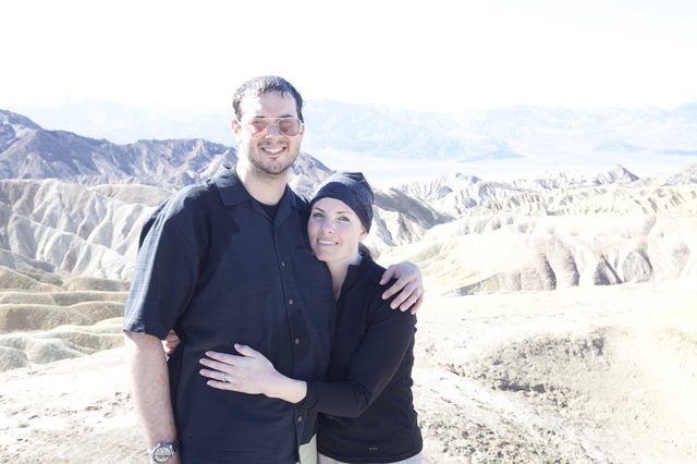 Couple Embracing at Death Valley Desert Overlook