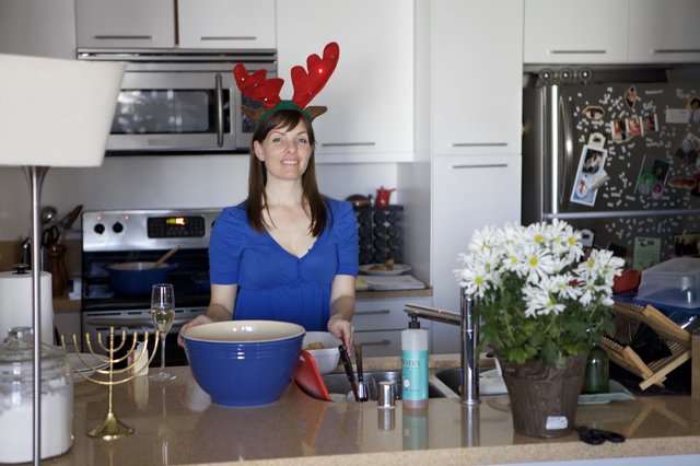 Holiday Kitchen Prep with Reindeer Antlers