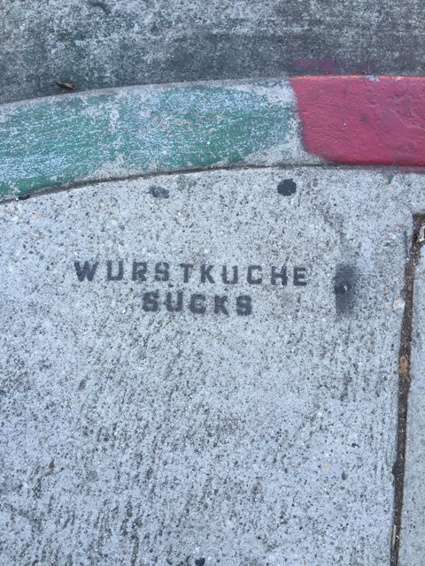 Anti-Wurstkuche Sign on LA Sidewalk