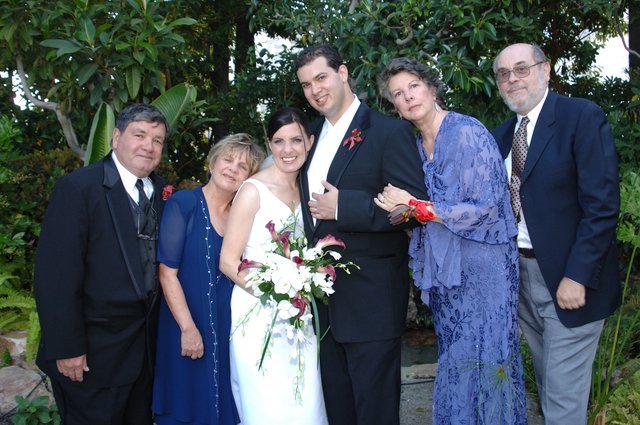Family Portrait at an Outdoor Garden Wedding Celebration
