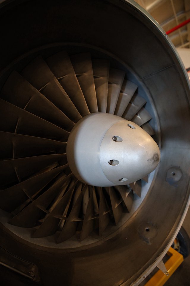 Aircraft Turbofan Engine Front View Close-Up