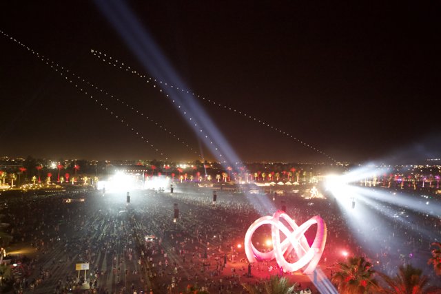 Lights and Fireworks Illuminate the Night Sky at Coachella 2014