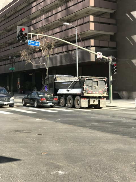 A Truck amid the City Bustle