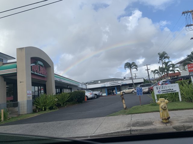 Rainbow over Parking Lot in Honolulu