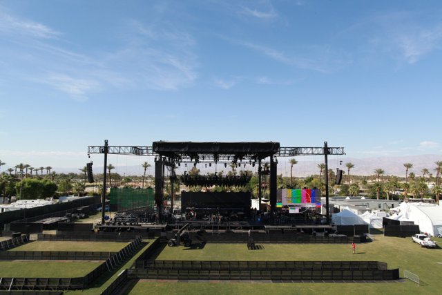 Stage Set Up for Concert in Picturesque Field
