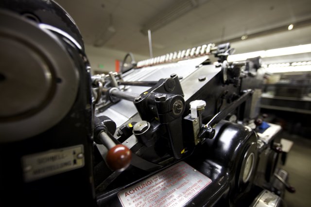 Close Up of Printing Machine in Factory