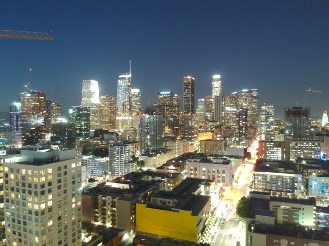 Illuminated City Skyline at Night in Los Angeles