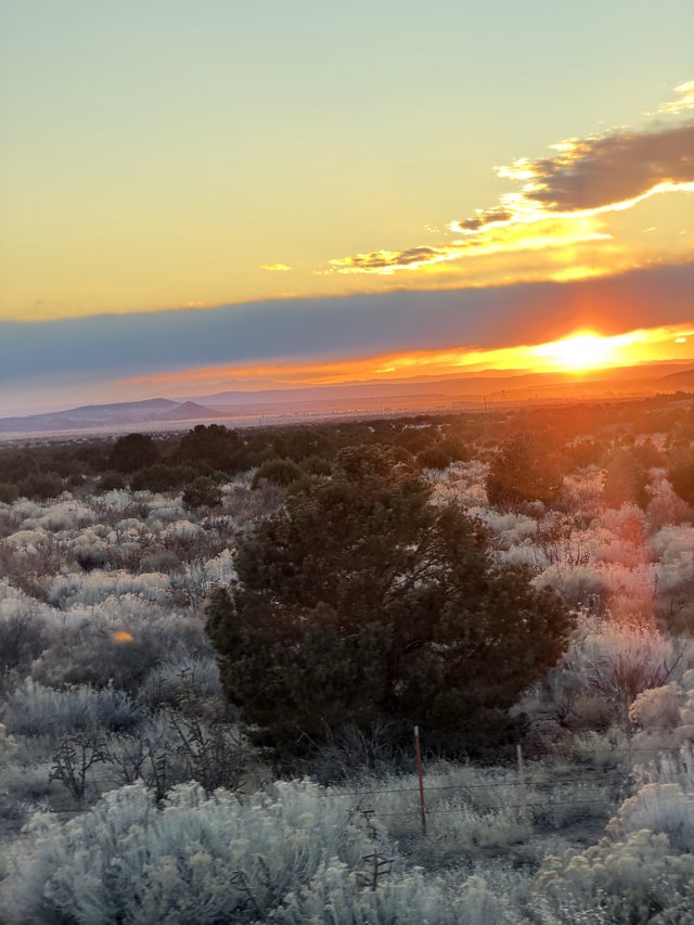 Desert Sunset Over Sagebrush and Distant Mountains