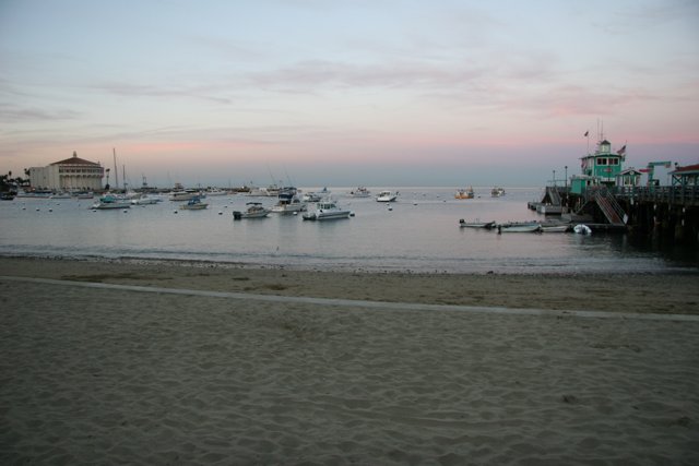 Boats and Beachgoers at the Harbor