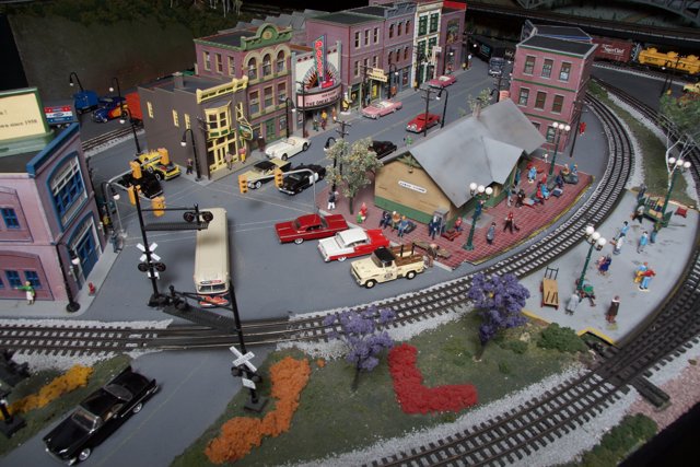 Model Train Set in a Bustling Metropolis