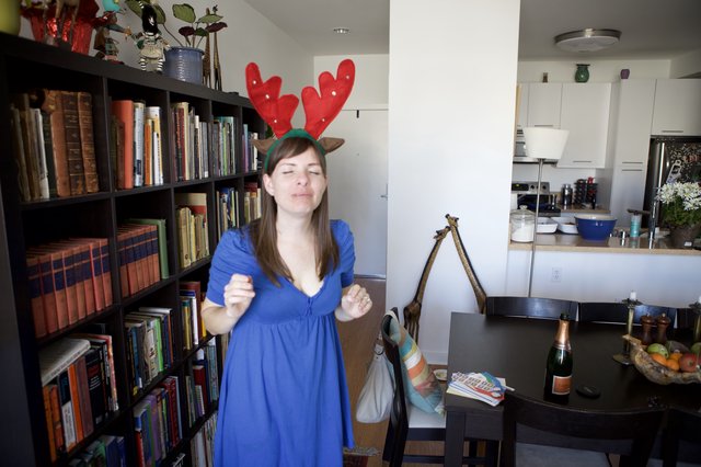 Dancing Reindeer: Holiday Cheer in a Cozy Apartment