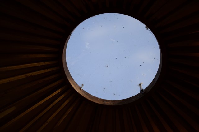 Circular Skylight in Wooden Building