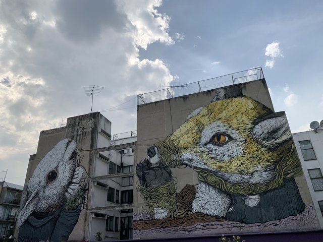 Wildlife Murals on an Apartment Building
