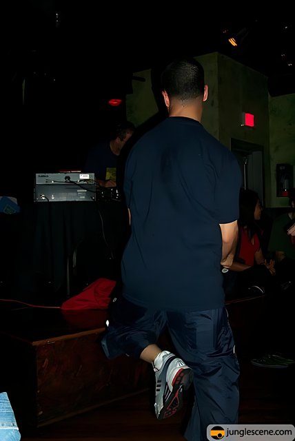 Blue Shirted DJ on the Nightclub Stage