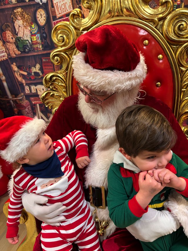Children Visit Santa in His Ornate Golden Throne