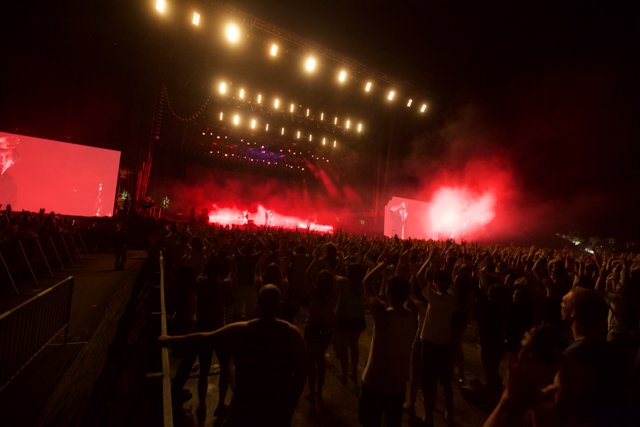 Red Lights and Smoke at a Rock Concert