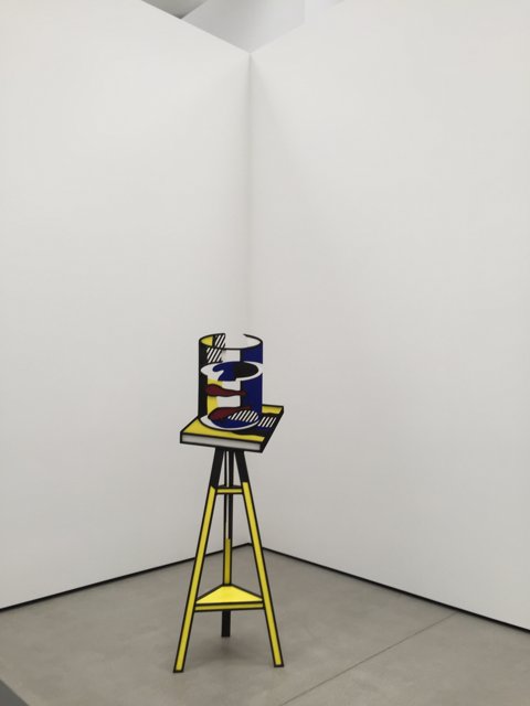 Yellow and Black Stool with Artistic Flair