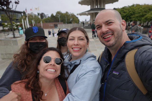 Friends Taking Selfie at Memorial Steps
