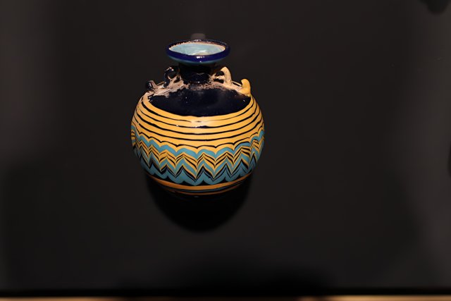 Blue and Yellow Pottery Vase