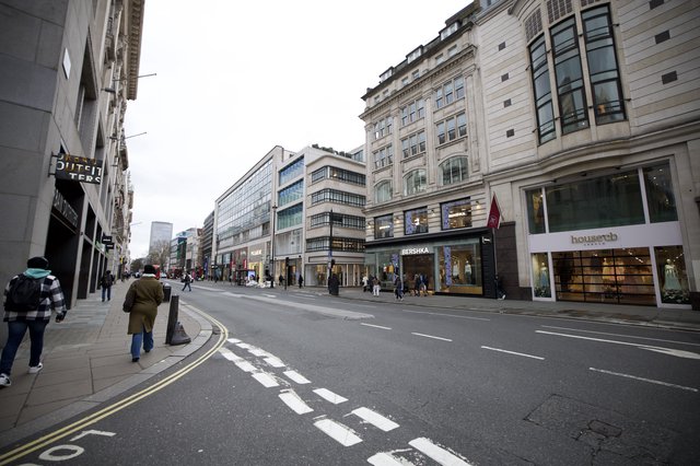 Oxford Street Shopping District on Overcast Day