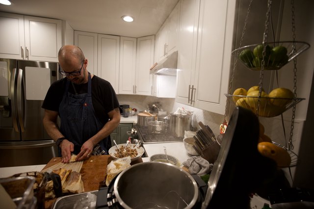 Chef Preparing Holiday Meal in Modern Kitchen