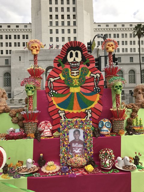 Colorful Sugar Skulls on Display