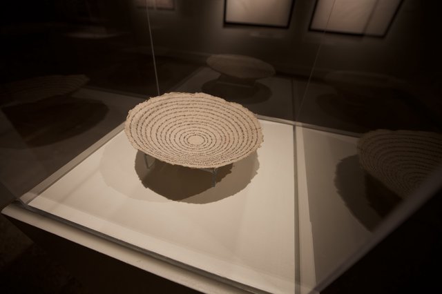 Circular Text Spiral Art Installation in Museum Display