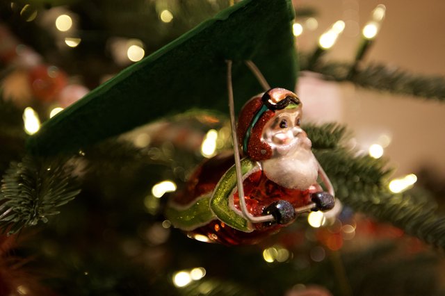 Vintage Santa Claus Ornament on Christmas Tree